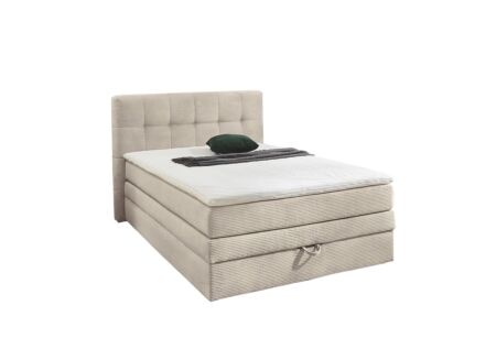 Boxspring Amy 140x200cm met opbergruimte stof ecru