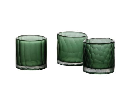 Theelichthouder Cassis Ø7x7cm - glas - groen