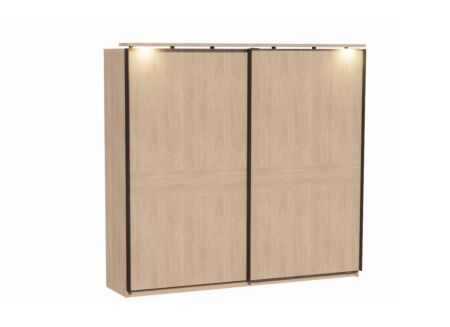 Schuifdeurkast 242cm - melamine - brushed sand oak nature