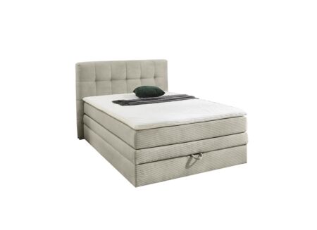 Boxspring Amy 140x200cm met opbergruimte stof greige