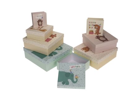 Giftbox Birthday Animals - karton - multicolor set van 8
