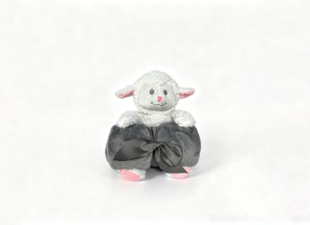 Knuffel Schaap met plaid 75x100cm - polyester - grijs