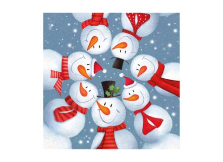 Serviette Snowmen Circle 33x33cm - papier - multicolor - 20 stuks
