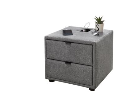 Nachtkastje Lara 44x44x39cm - polyester - grijs