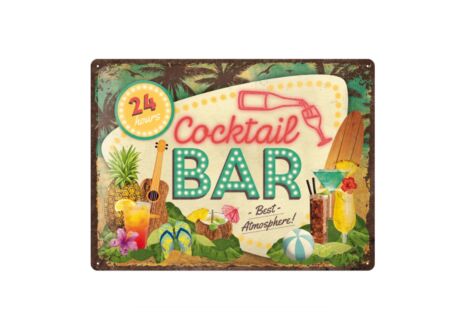 Plakkaat Cocktail Bar 40x30cm - metaal - multicolor