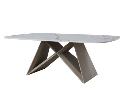 Salontafel Moly 110x70cm - keramiek - wit & goud