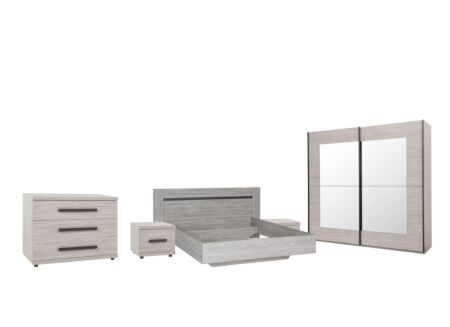 Slaapkamer met bed 160x200cm - kleerkast 200cm