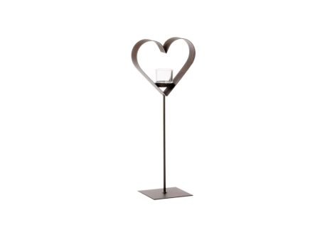 Theelichthouder Anna op voet H55cm - metaal - grijs
