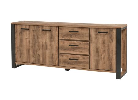 Dressoir 225cm - meubelplaat - bruin & zwart