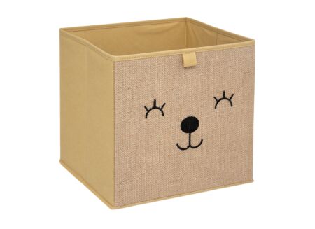 Opbergbox Beer 29x29x29cm - polyestervezel & papier - bruin