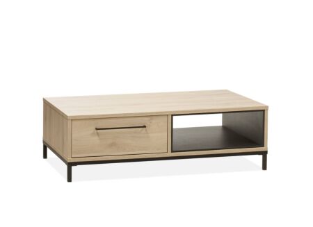 Salontafel Bridge 135x40cm - lamulux - fresh oak/old piano met opbergruimte