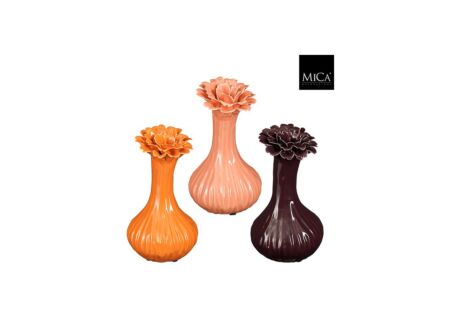 Vaas Yvke H23cm - keramiek - paars/roze/oranje
