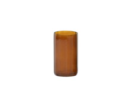 Theelichthouder Ø7x12cm - glas - amber