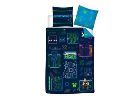 Dekbedovertrek Minecraft 140x200cm - microvezel - blauw
