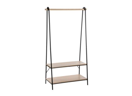 Kledingrek Jano 95,5x46x164,5cm - MDF/metaal - zwart/naturel
