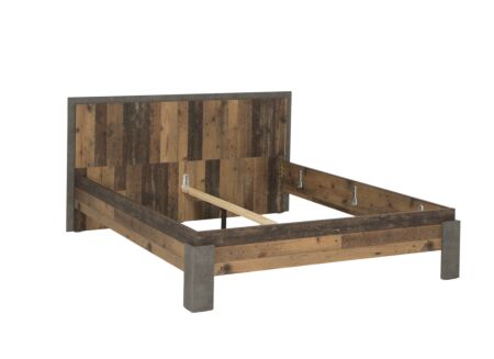 Bed Attaylar 180x200cm  - meubelplaat - oldwood vintage/donkergrijs