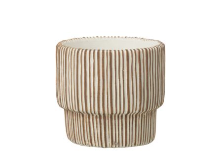 Bloempot Rond H16cm - cement - wit & donkerbruin
