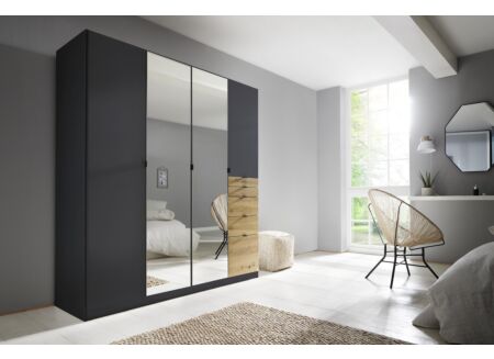 Kleerkast 181cm - decor - metallic grijs/artisanale eik