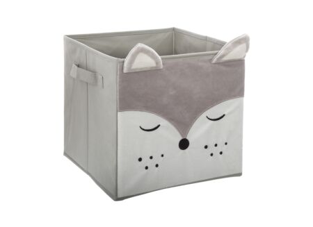 Opbergbox Vos 29x29x29cm - polyestervezel & papier - grijs