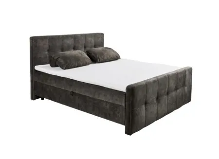 Overzichtsfoto - Bedbox Valetta 180x200cm - stof - espresso met opbergruimte