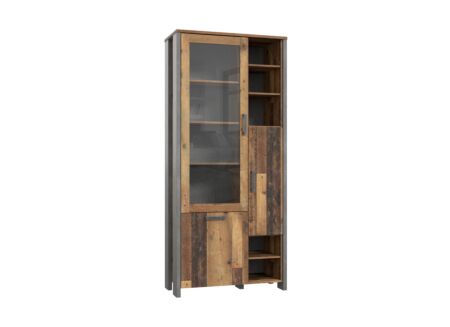 Vitrinekast Clif 92cm - decor - old wood/beton