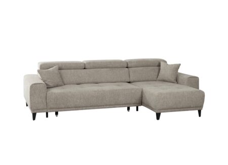 Hoeksalon Dragor 296x179cm - stof - grijs met bedfunctie