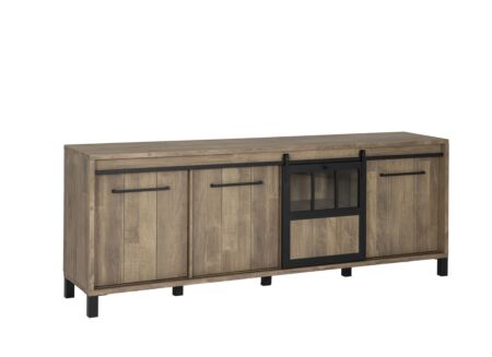 Dressoir 238cm - meubelplaat - old teak & matt black
