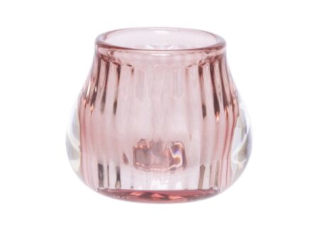 Theelichthouder Ø8x6,8cm - glas - roze