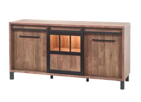 Dressoir 179cm - meubelplaat - old teak & matt black