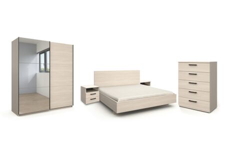 Slaapkamer Lola met bed 180cm - kleerkast 200cm - ladekast 88cm en 2 nachtkastjes