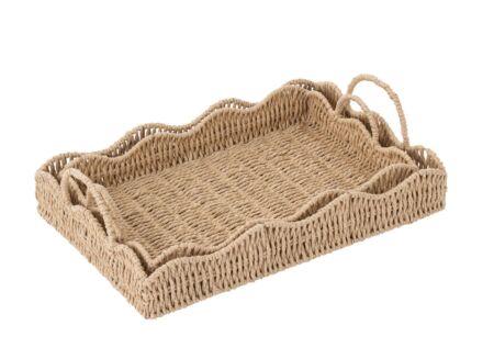 Dienblad Deco 45x30x8cm - papier - naturel set van 2