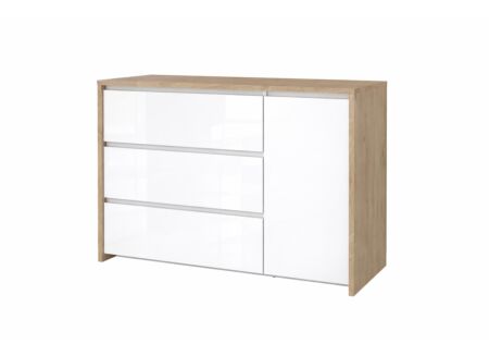 Commode Next 119x48x84cm - melamine - glanzend wit & jackson hickory