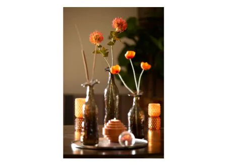 Sfeerfoto - Theelichthouder Bublini H16cm - glas - oranje