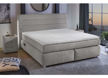 Boxspring Livia Max 180x200cm stof middengrijs
