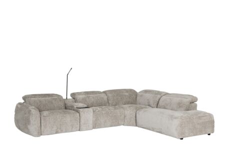 Hoeksalon Roll 329x265cm - stof - turtledove met relax en opbergruimte
