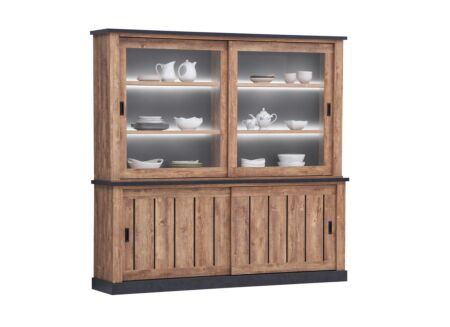Vitrinekast Etienne 221cm - decor - zwart