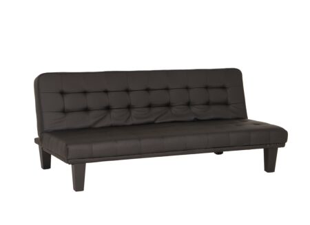 Zetelbed Molina 1 persoon - lederlook - zwart