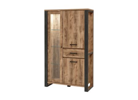 Vitrinekast 114cm - decor - bruin/zwart