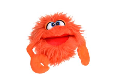 Handpop Knipser Krab H16cm - polyester - oranje