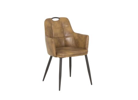 Kuipstoel 58,5x53x87,5cm - lederlook - cognac