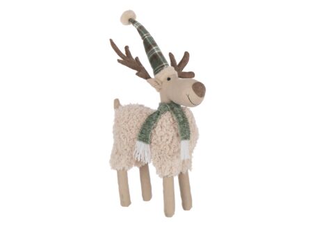 Kerstdecoratie Eland Sjaal L 31x14x63cm - polyester - gebroken wit & groen