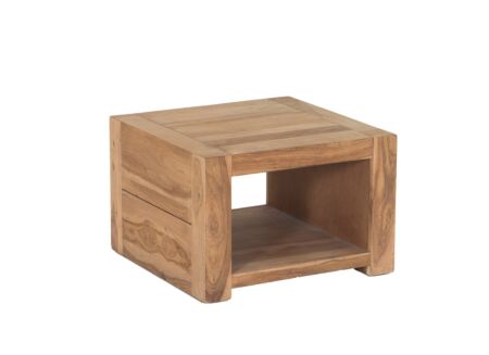 Bijzettafel Carbone 60x60cm - sheesham massief & decor- naturel