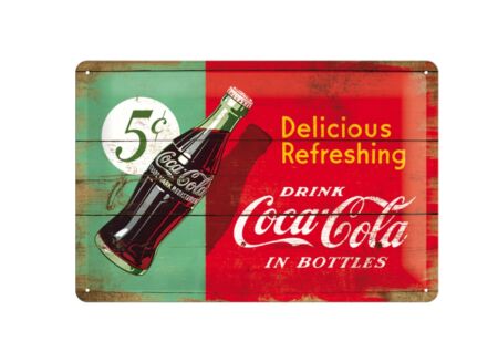 Plakkaat Coca cola 20x30cm - metaal - groen & rood