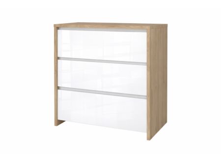 Ladekast Next 80x48x84cm - melamine - glanzend wit & jackson hickory