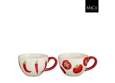 Mok Vega Ø10,5cm - keramiek - wit & rood