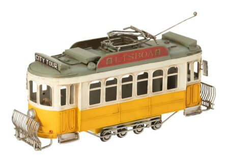 Tram Antiek 32x10x16cm - metaal - meerkleurig