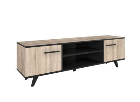 Tv-meubel Wayne 151cm - meubelplaat - eik/zwart