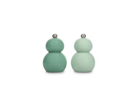 Peper en zoutmolen Betty H12cm - kunststof & keramiek - groen set van 2