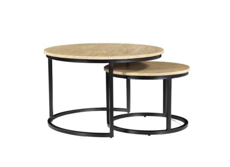 Salontafel Paddo Ø70x43/Ø50x35cm - travertijn - beige