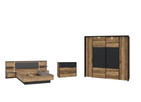 Slaapkamer Jabim met bed 180x200cm - kleerkast 279cm